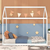 Bellemave® Queen Size Wooden House Bed with Headboard - Bellemave